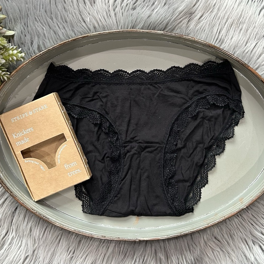 Free People Stripe & Stare Modal Blend Black‎ Knicker Size M ($28)